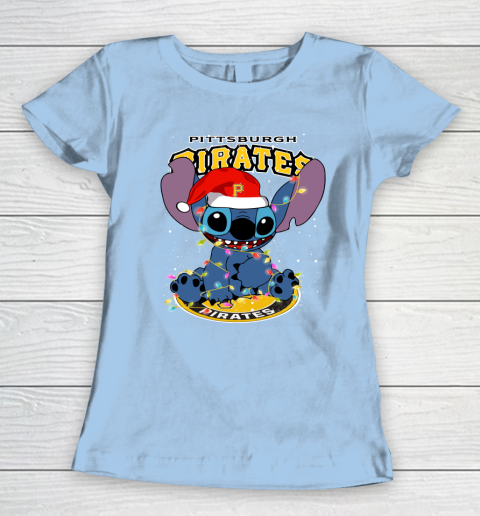 Pittsburgh Pirates MLB noel stitch Baseball Christmas Women's T-Shirt 4
