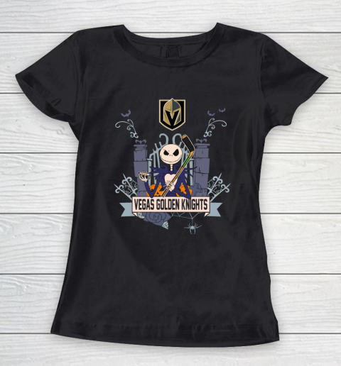 NHL Vegas Golden Knights Hockey Jack Skellington Halloween Women's T-Shirt