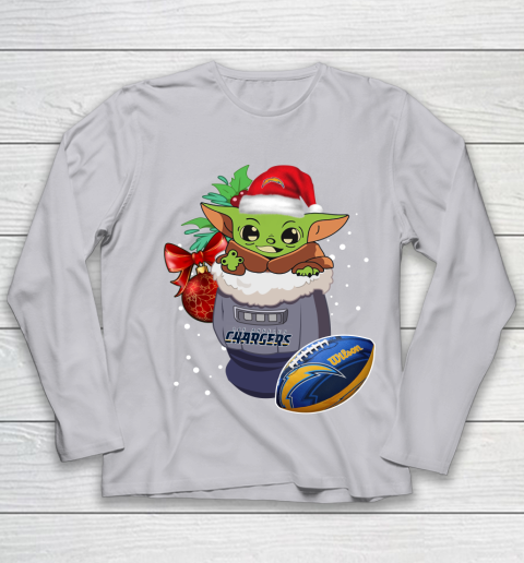 Los Angeles Chargers Christmas Baby Yoda Star Wars Funny Happy NFL Youth Long Sleeve 5