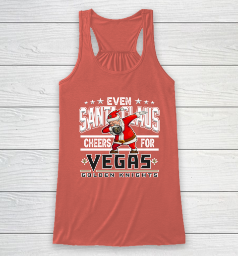 Vegas Golden Knights Even Santa Claus Cheers For Christmas NHL Racerback Tank 3