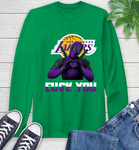 NBA Los Angeles Lakers Deadpool Love You Fuck You Basketball Long Sleeve T-Shirt 8
