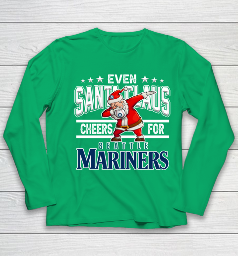EveSeattle Mariners Even Santa Claus Cheers For Christmas MLB Youth Long Sleeve 4