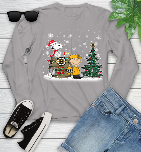 NHL Boston Bruins Snoopy Charlie Brown Woodstock Christmas Stanley Cup Hockey Youth Long Sleeve 5