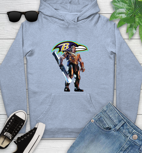 NFL Thanos Gauntlet Avengers Endgame Football Baltimore Ravens Youth Hoodie 10