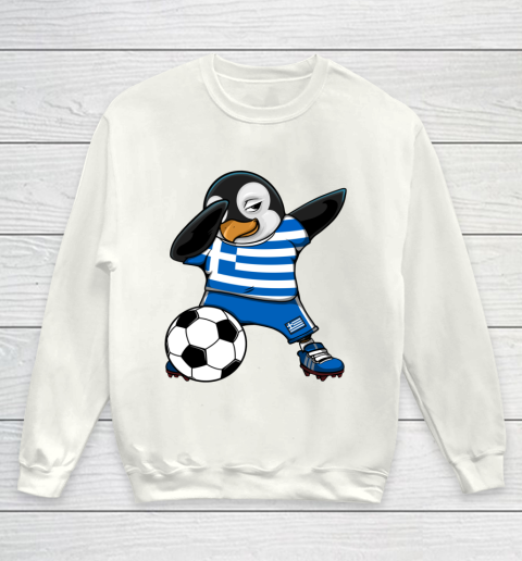 Dabbing Penguin Greece Soccer Fans Jersey Football Lovers Youth Sweatshirt