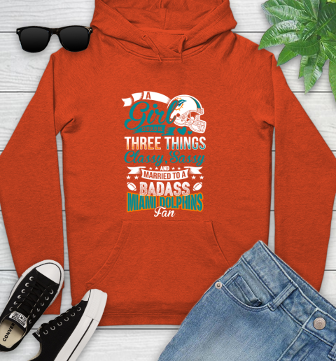 Miami Dolphins NFL Football A Girl Should Be Three Things Classy Sassy And A Be Badass Fan Youth Hoodie 4