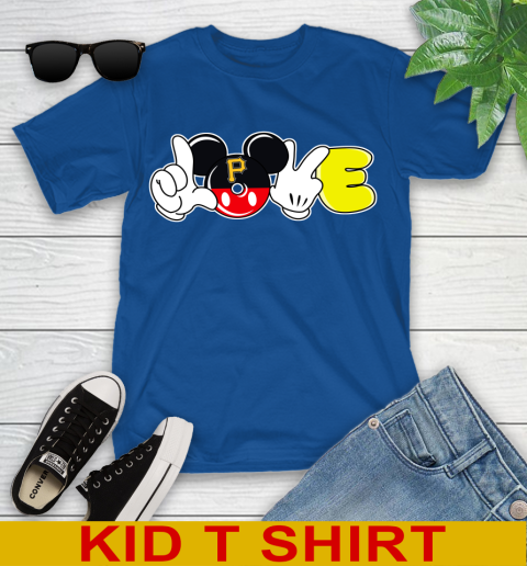 Pittsburgh Pirates MLB Baseball Love Mickey Disney Sports Youth T-Shirt 9