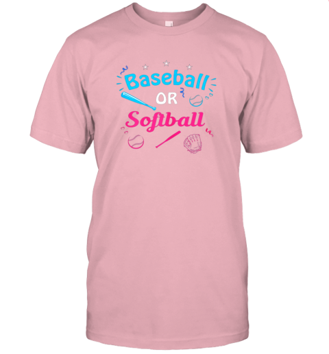 avzn baseball or softball annoucement gender reveal pink or blue jersey t shirt 60 front pink