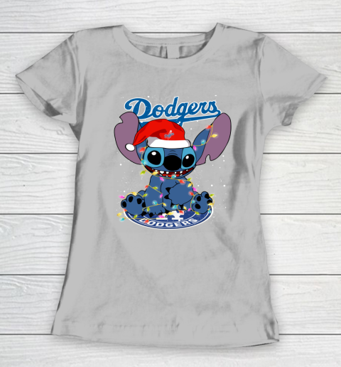Los Angeles Dodgers MLB noel stitch Baseball Christmas Women's T-Shirt 3