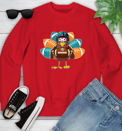 Miami Dolphins Turkey Thanksgiving Day Youth Sweatshirt 9