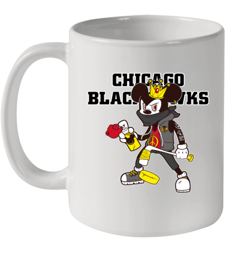 Chicago Blackhawks NHL Hockey Mickey Peace Sign Sports Ceramic Mug 11oz