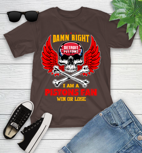 NBA Damn Right I Am A Detroit Pistons Win Or Lose Skull Basketball Sports Youth T-Shirt 7