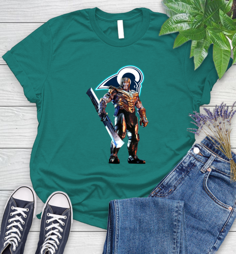 NFL Thanos Gauntlet Avengers Endgame Football Los Angeles Rams Women's T-Shirt 12
