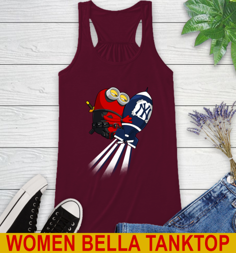 MLB Baseball New York Yankees Deadpool Minion Marvel Shirt Racerback Tank 2