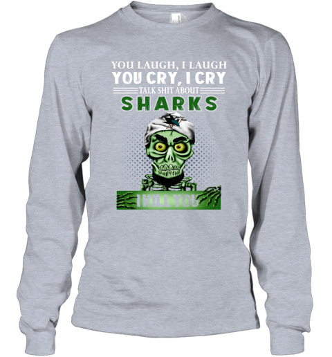 NHL Talk Shit About San Jose Sharks I Kill You Achmed The Dead Terrorist Jeffrey Dunham Hockey LJQFNwznAIy long sleeve tee 14 95 151514 front sport grey