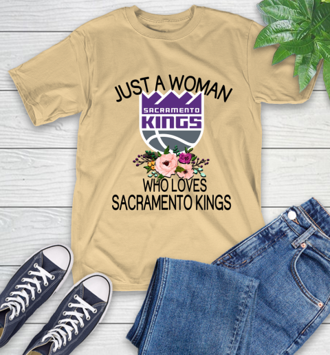 NBA Just A Woman Who Loves Sacramento Kings Basketball Sports T-Shirt 6