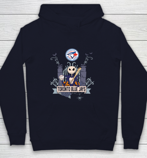 MLB Toronto Blue Jays Baseball Jack Skellington Halloween Youth Hoodie 2
