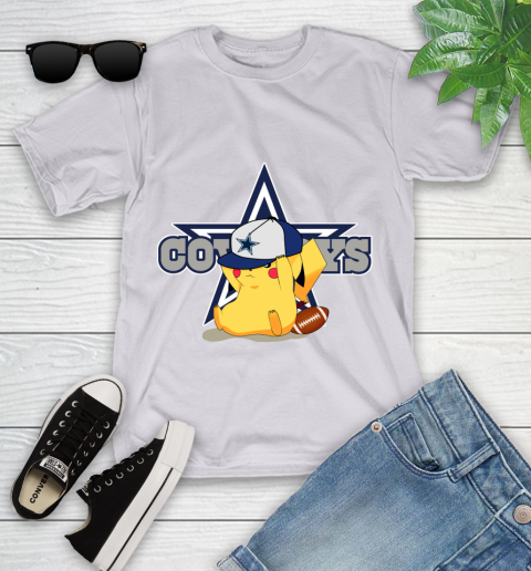 NFL Pikachu Football Sports Dallas Cowboys Youth T-Shirt 4