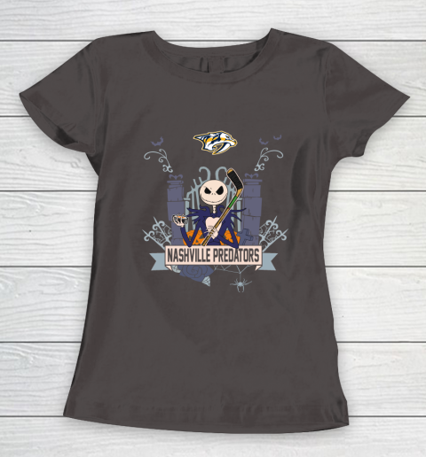 NHL Nashville Predators Hockey Jack Skellington Halloween Women's T-Shirt 7