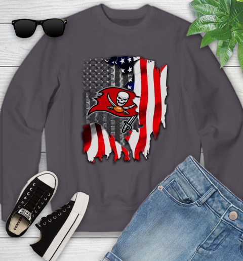 Tampa Bay Buccaneers NFL Football American Flag Youth Sweatshirt 5