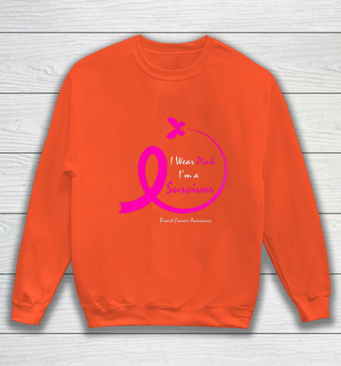 Womens Butterfly I Wear Pink I m A Survivor Breast Cancer Awareness Sweatshirt 3