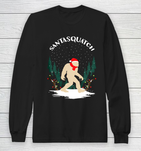 Santasquatch Sasquatch Funny Bigfoot Christmas Santa Hat And Long Sleeve T-Shirt
