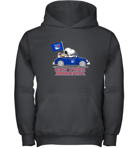 Snoopy And Woodstock Ride The New York Rangers Car NHL Youth Hoodie