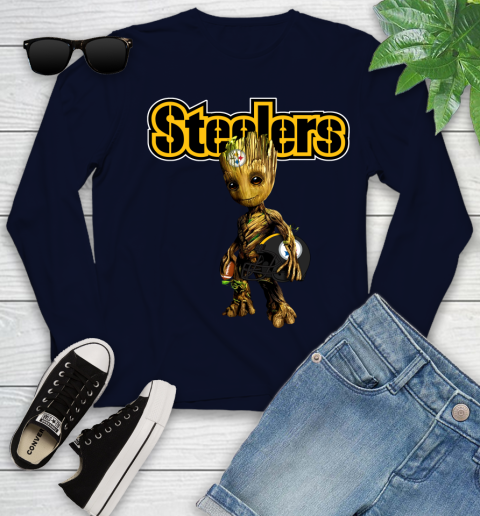 Pittsburgh Steelers NFL Football Groot Marvel Guardians Of The Galaxy Youth Long Sleeve 3
