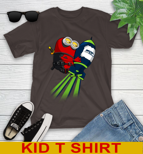 NFL Football Seattle Seahawks Deadpool Minion Marvel Shirt Youth T-Shirt 6