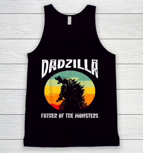 Dad zilla Father Of The Monsters Retro Vintage Sunset Tank Top