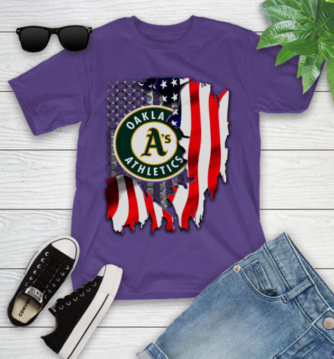 Oakland Athletics MLB Baseball American Flag Youth T-Shirt 3