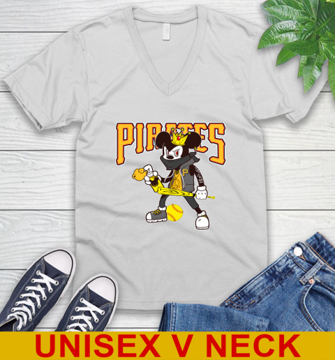Pittsburgh Pirates MLB Baseball Mickey Peace Sign Sports V-Neck T-Shirt