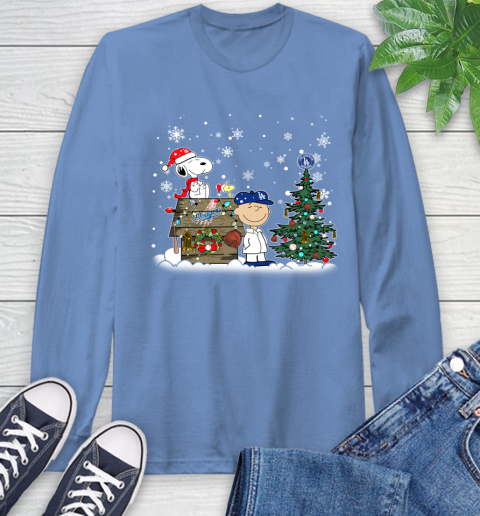 MLB Los Angeles Dodgers Snoopy Charlie Brown Christmas Baseball Commissioner's Trophy Long Sleeve T-Shirt 12
