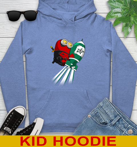 NHL Hockey Dallas Stars Deadpool Minion Marvel Shirt Youth Hoodie - Image 13