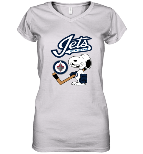 Winnipeg Jets Ice Hockey Broken Teeth Snoopy NHL Women's V-Neck T-Shirt
