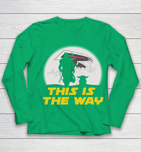 Atlanta Falcons NFL Football Star Wars Yoda And Mandalorian This Is The Way Youth Long Sleeve 4