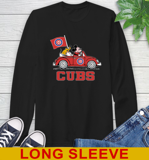 MLB Baseball Chicago Cubs Pluto Mickey Driving Disney Shirt Long Sleeve T-Shirt 2