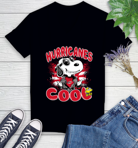 NHL Hockey Carolina Hurricanes Cool Snoopy Shirt Women's V-Neck T-Shirt