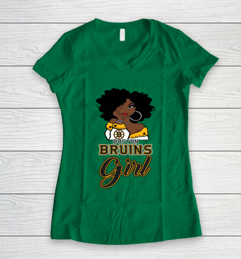 Boston Bruins Girl NHL Women's V-Neck T-Shirt 5