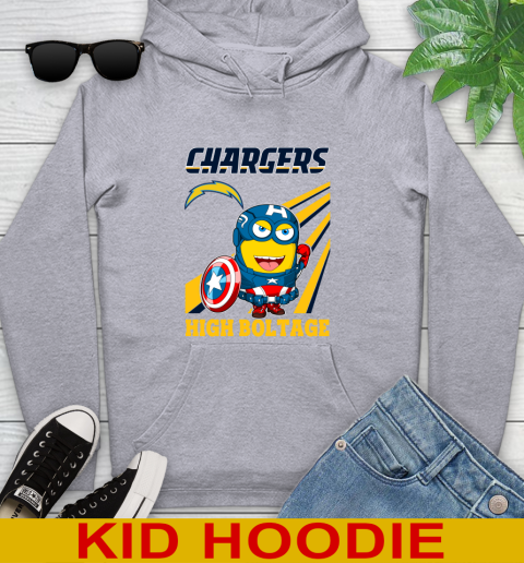 NFL Football Los Angeles Chargers Captain America Marvel Avengers Minion Shirt Youth Hoodie 6