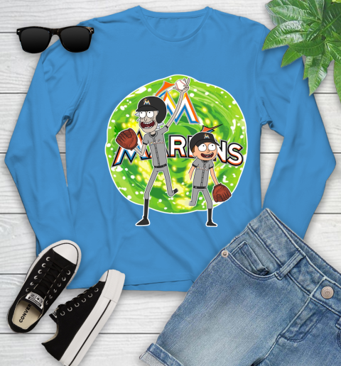 MLB Miami Marlins Rick And Morty Baseball Sports Youth Long Sleeve 7