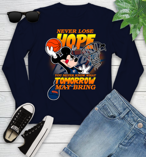 Oklahoma City Thunder NBA Basketball Mickey Disney Never Lose Hope Youth Long Sleeve 2