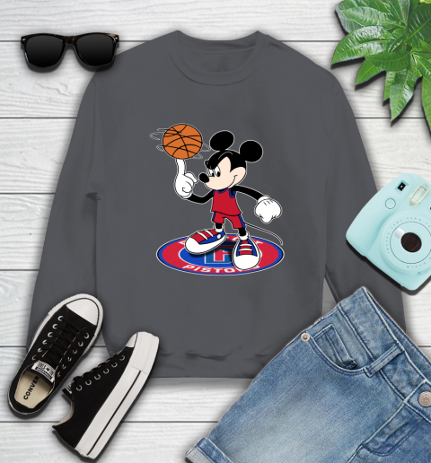 NBA Basketball Detroit Pistons Cheerful Mickey Disney Shirt Sweatshirt 6