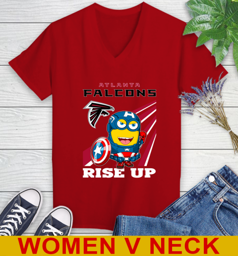 NFL Football Atlanta Falcons Captain America Marvel Avengers Minion Shirt Women's V-Neck T-Shirt 10