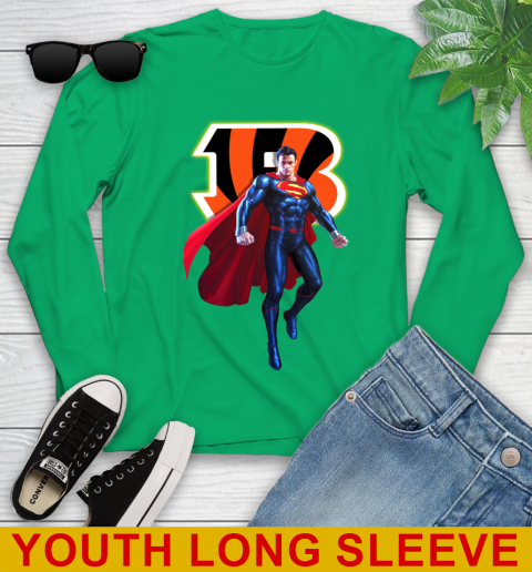 NFL Superman DC Sports Football Cincinnati Bengals Youth Long Sleeve 7