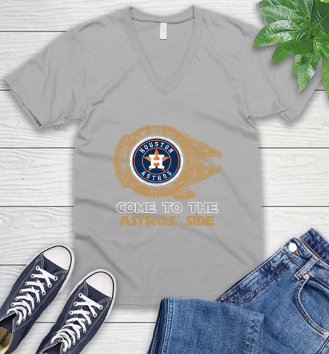 MLB Come To The Houston Astros Side Star Wars Baseball Sports V-Neck T-Shirt 3