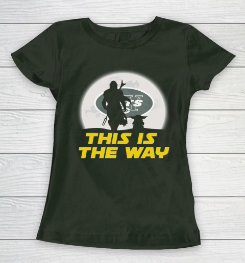 New York Jets NFL Football Star Wars Yoda And Mandalorian This Is The Way Women's T-Shirt 4