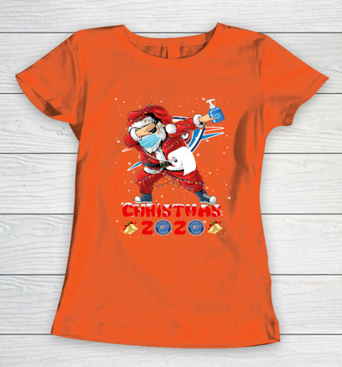 Oklahoma City Thunder Funny Santa Claus Dabbing Christmas 2020 NBA Women's T-Shirt 3