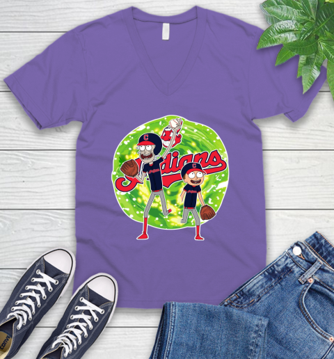 MLB Cleveland Indians Rick And Morty Baseball Sports V-Neck T-Shirt 10