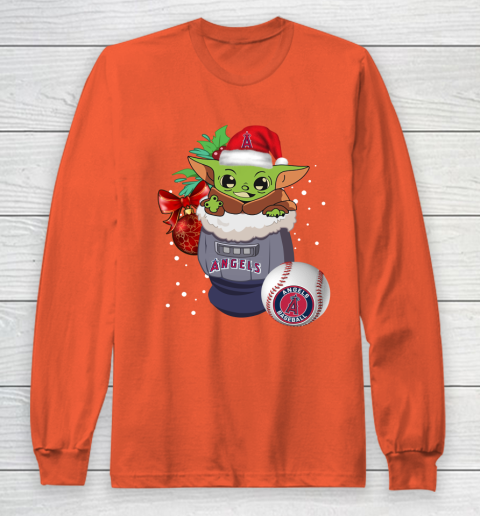 Los Angeles Angels Christmas Baby Yoda Star Wars Funny Happy MLB Long Sleeve T-Shirt 5